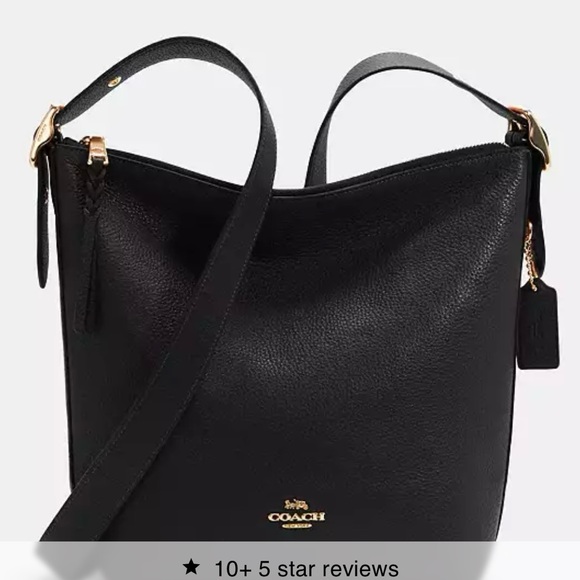Coach Val Duffle Black Leather Shoulder Bag NWT 9x11.25x4.5 - Picture 1 of 16
